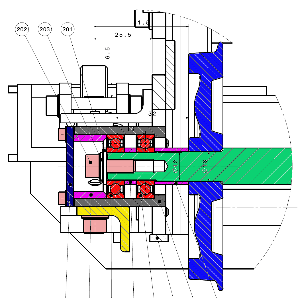Detail der Aufnahme der Achslager meiner Gartenbahnlokomotive 5 Zoll (CAD-Zeichnung)