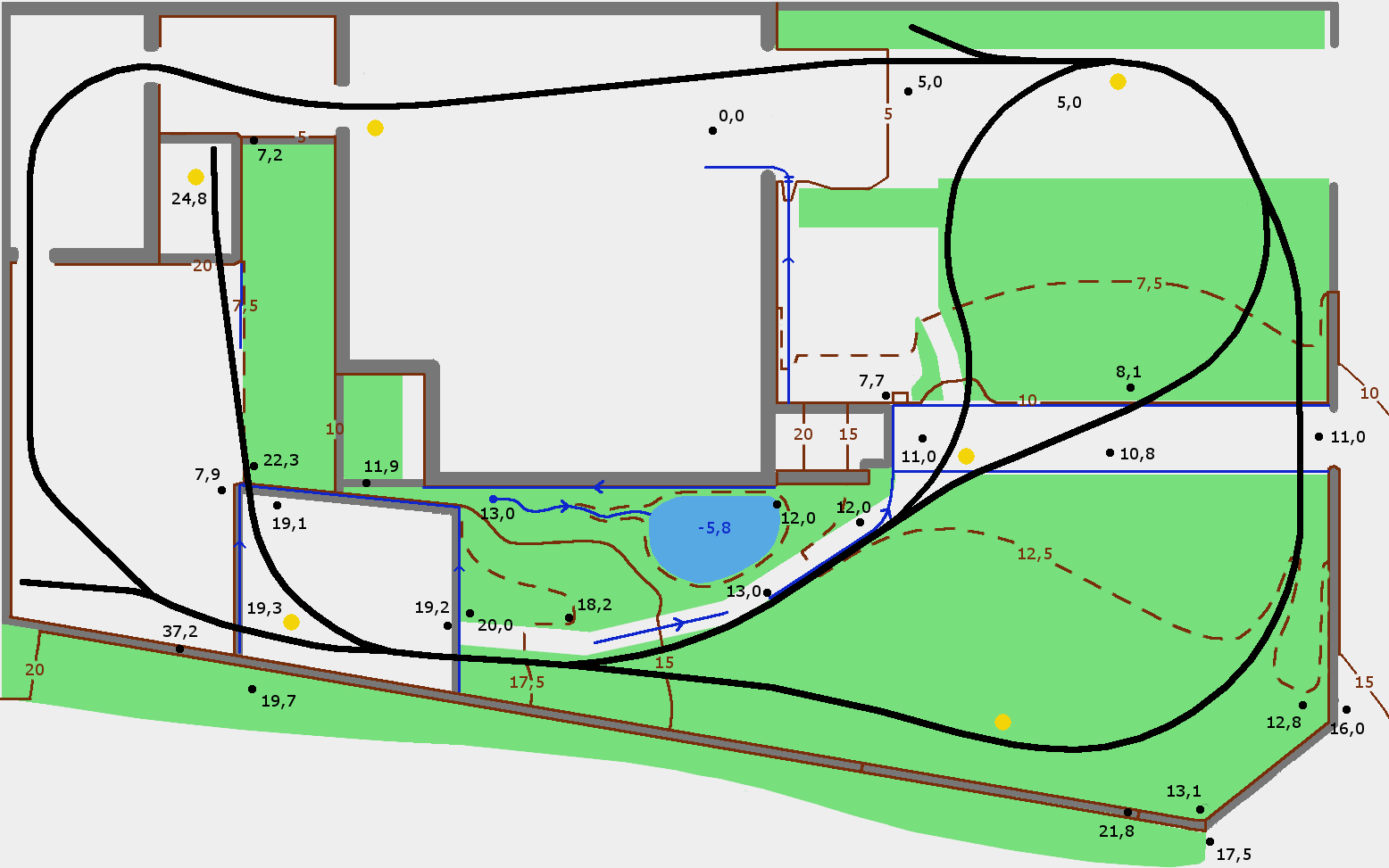 Topografischer Gleisplan meiner Gartenbahnanlage 5 Zoll