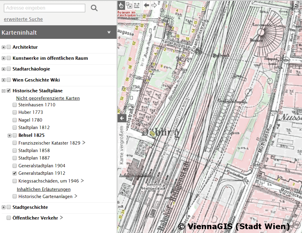 Bahnhof Heiligenstadt - "Generalstadtplan 1912"