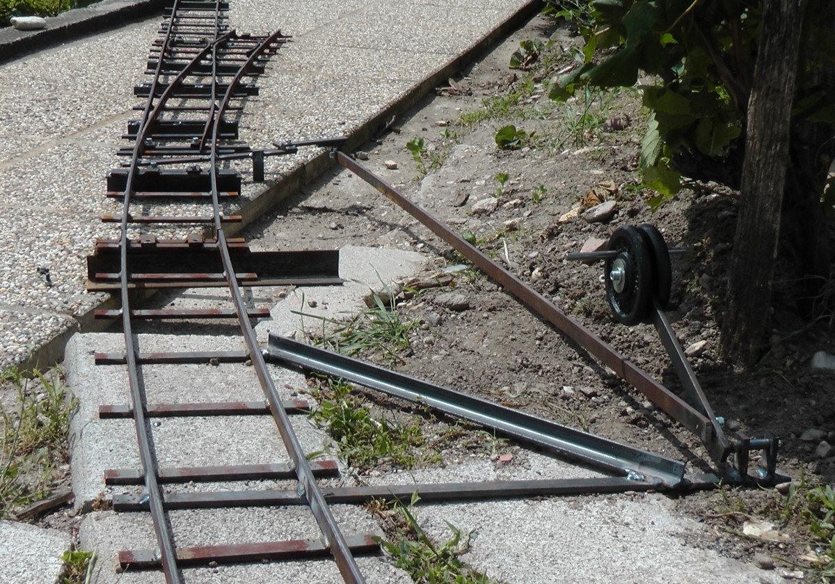 Weiche mit Stellhebel, Abzweigradius 10 m