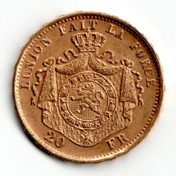 Investieren in das Edelmetall Gold 20 Francs Leopold II (Vorderseite)