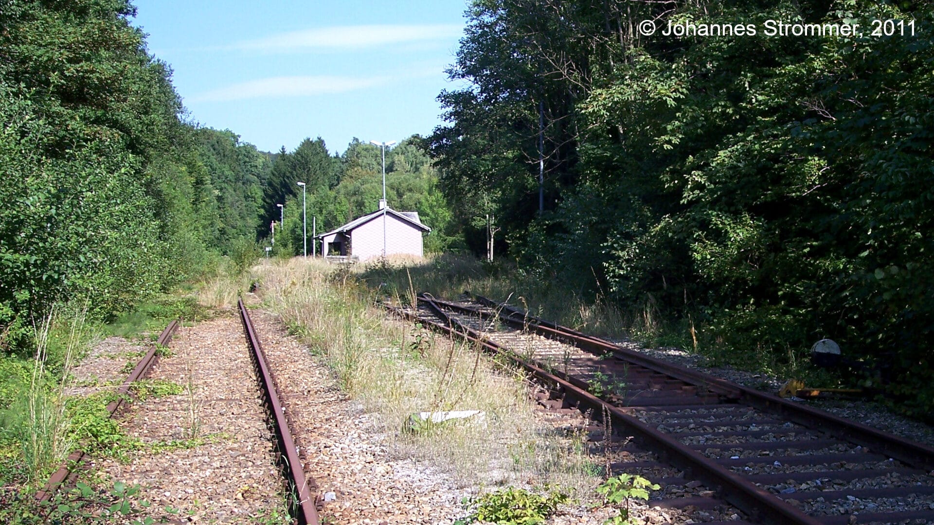 Bahnstrecke Weissenbach-Neuhaus - Hainfeld (Leobersdorfer Bahn); Weiche für Stumpfgleis im Bf. Gerichtsberg.