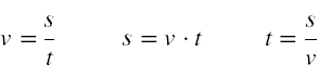 Formulas for speed, distance and time at constant speed