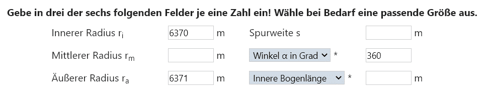 Screenshot des Rechners zur Berechnung der Seillängendifferenz