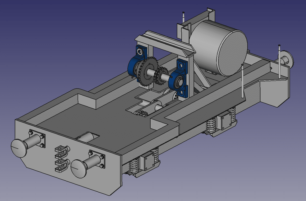 Mit FreeCAD erstelltes 3D-Modell des Untergestells der Diesellokomotive 2060 im Maßstab 1:5.