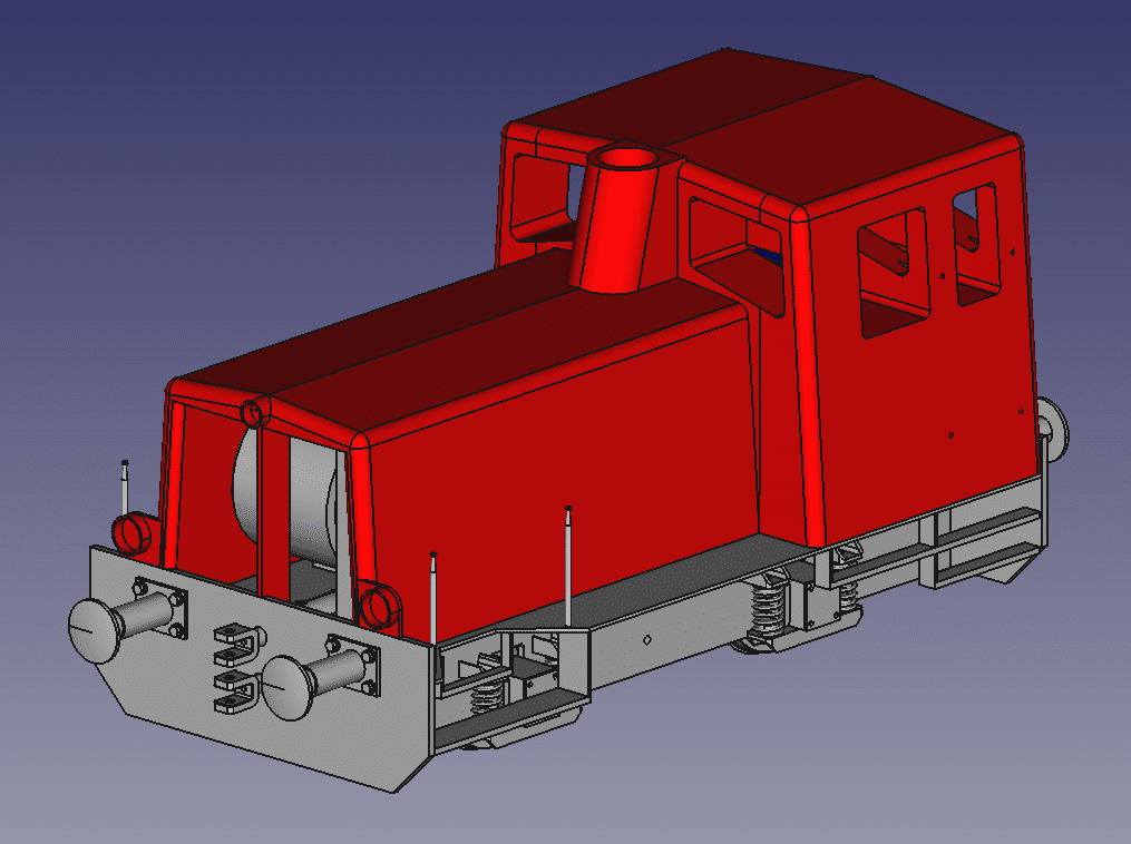 Mit FreeCAD erstelltes 3D-Modell der Diesellokomotive 2060 im Maßstab 1:5.